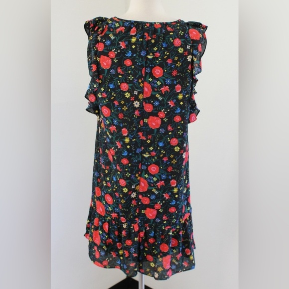 J. Crew Women’s Floral Printed Flutter Sleeveless Multicolor Keyhole Dress XS - Picture 3 of 15